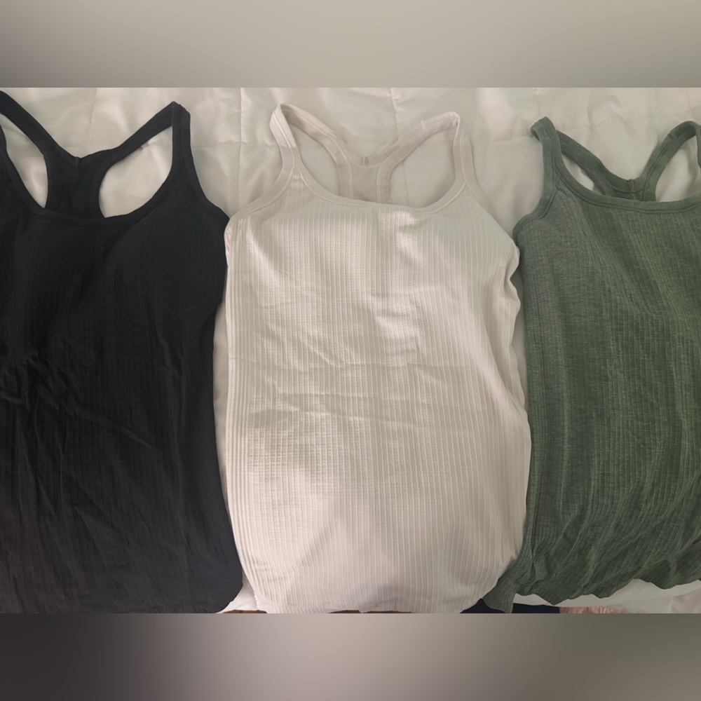 lululemon athletica Ribbed Racerback Tank Tops - Black, White, Green